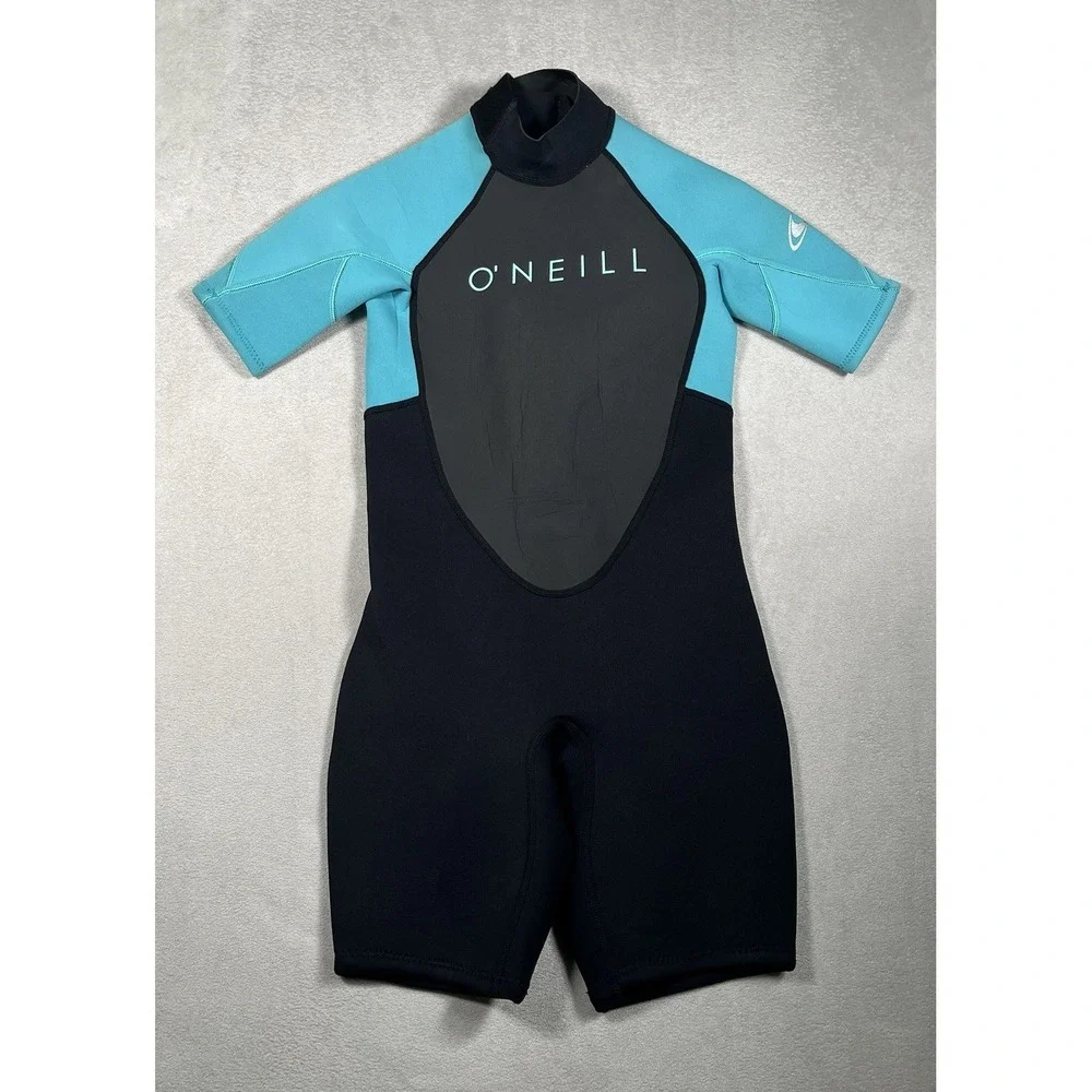 O'Neill Youth Reactor-2 2mm Back Zip Spring Wetsuit, Size 12 Black/Aqua
